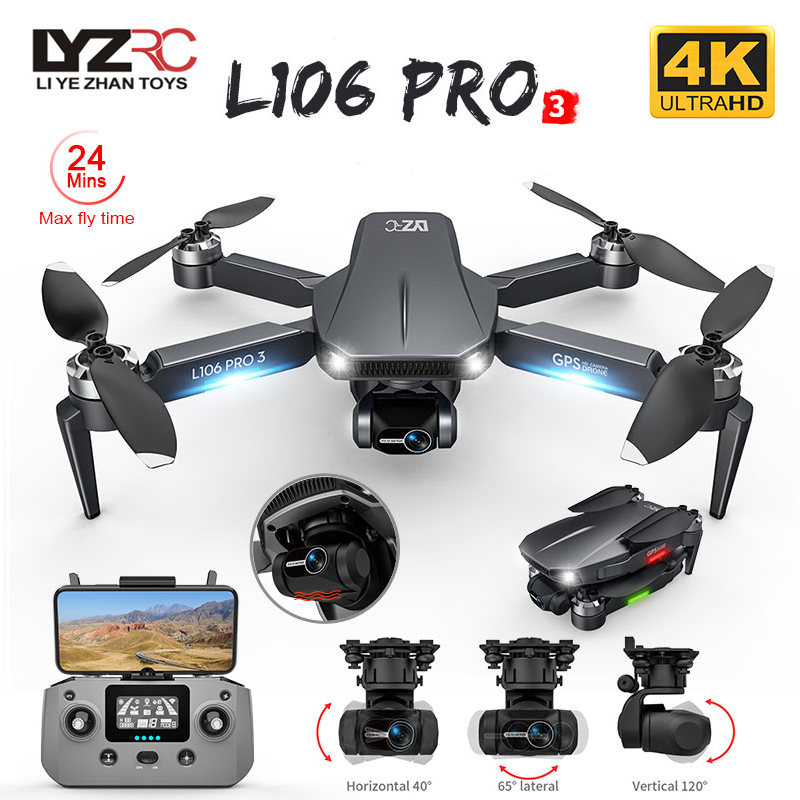 Fpv Brushless Rc Drone 4K - ドローンL106pro 3,4K 5g,wifi,fpv,折りたたみ式GPS,rcクワッドコプター,プロのブラシレス,ヘリコプター,おもちゃ