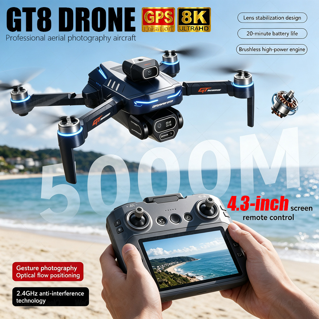 NEW GT8 HD RCドローン 4Kプロフェッショナルデ - Fpv Brushless Rc Drone 4K のレビューと価格
