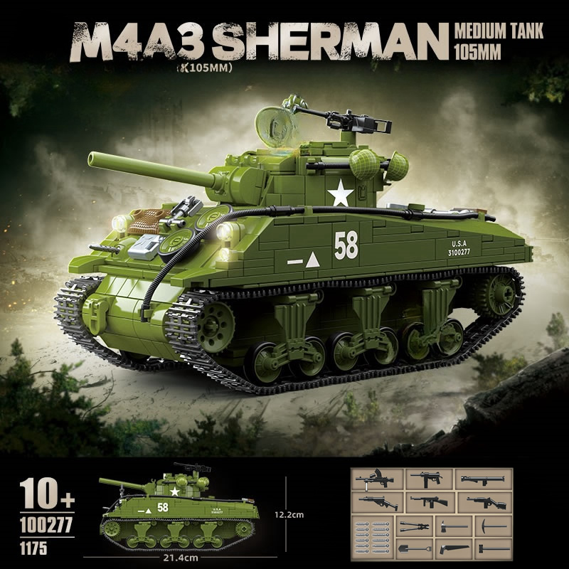 新しい第二次世界大戦軍事兵器 M4A3 シャーマン中戦車モデ - Lego Compatible Military Tank のレビューと価格