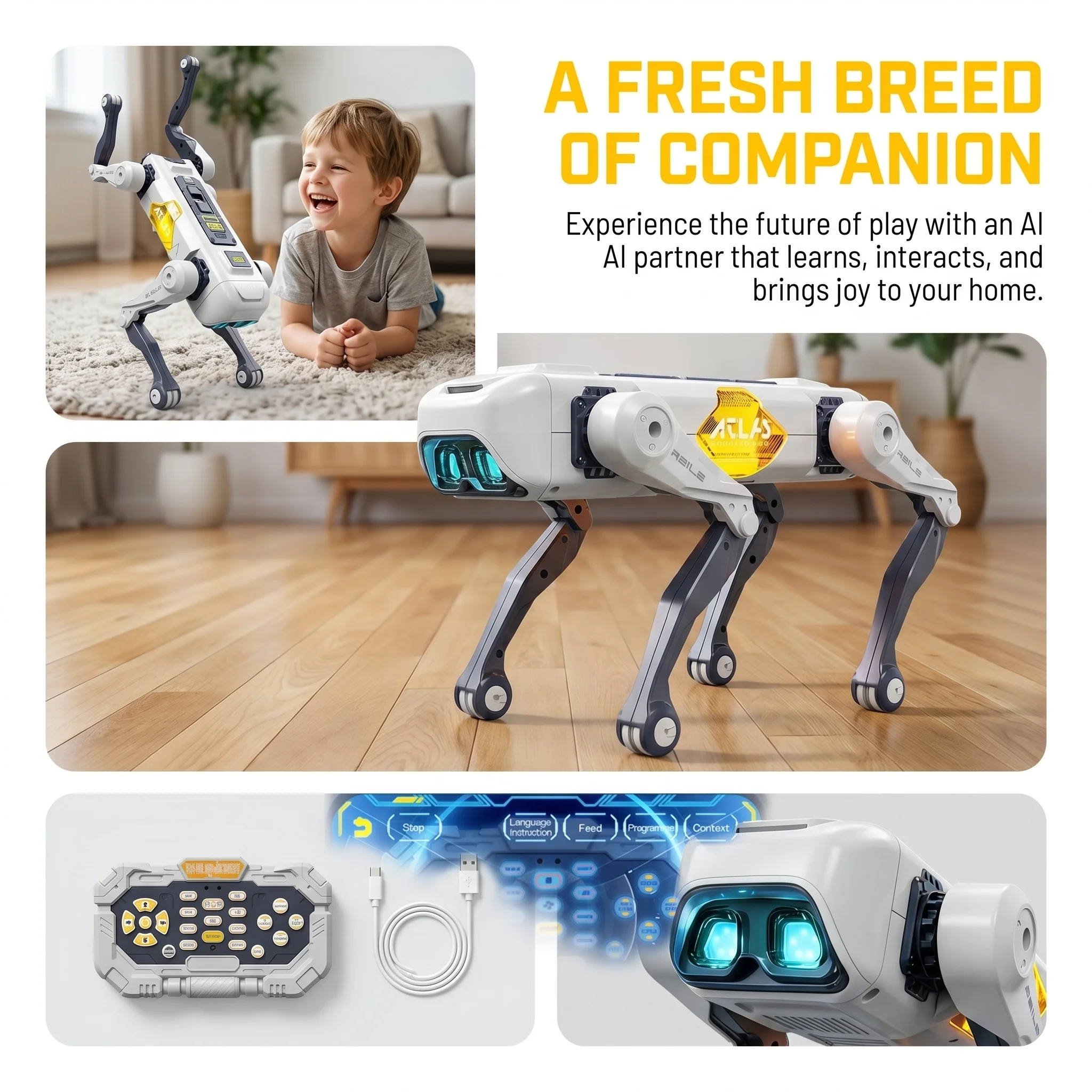 AIスマートロボット犬、音声＆アプリ制御、プログラミング、ダ - Remote Control Toys のレビューと価格