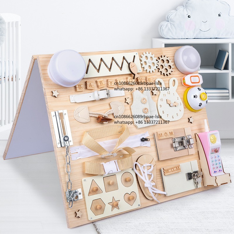 モンテッソーリ ビジーボード 木製感覚活動玩具 赤ちゃん 幼 - Montessori Wooden Busy Board Toddler のレビューと価格